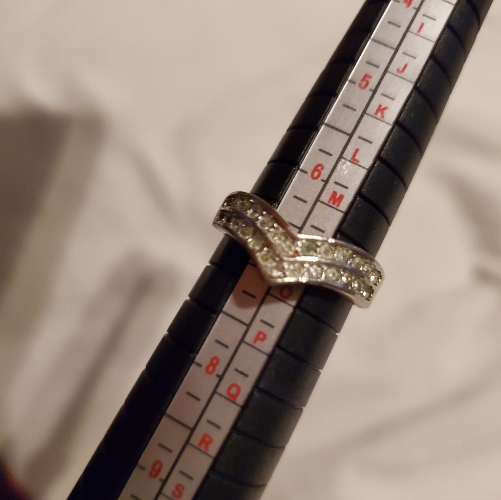 Silver Crystal Double Pave Statement Ring - image 3